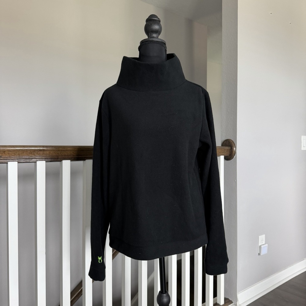 Dudley Stephens NWT Park Slope Turtleneck Sweater Black Large Vello Fleece